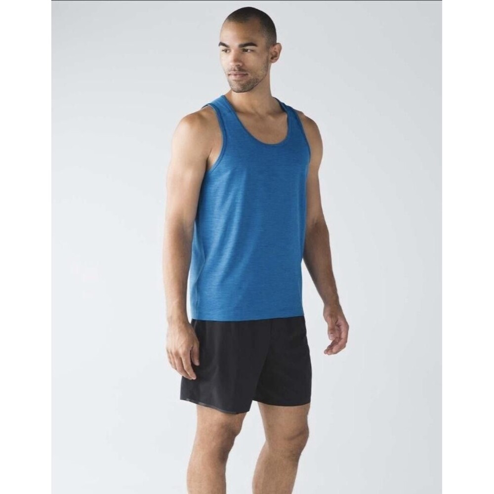 Lululemon Athletica Tank Top Men's M Blue Scoop Neck Lightweight Jersey Workout
